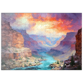 Darstellung des Puzzle Motivs Grand Canyon Sonnenuntergang über dem Colorado River - Puzzleteile: 200