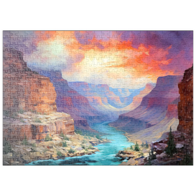 Darstellung des Puzzle Motivs Grand Canyon Sonnenuntergang über dem Colorado River - Puzzleteile: 500