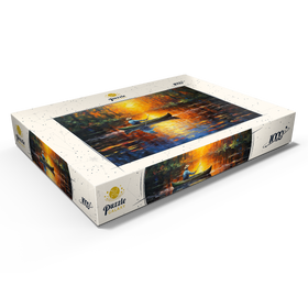 Alternative Darstellung des Puzzle-Motivs Kanufahrt im Sonnenlicht auf einem ruhigen See – Puzzleteile: 1000
