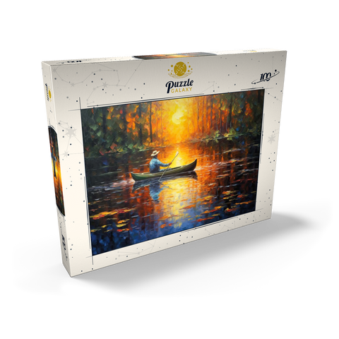Sunlit Canoe Ride on a Serene Lake 100 Puzzle Schachtel Ansicht2