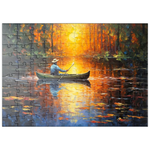 puzzleplate Sunlit Canoe Ride on a Serene Lake 100 Puzzle