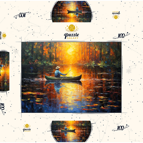 Sunlit Canoe Ride on a Serene Lake 100 Puzzle Schachtel 3D Modell