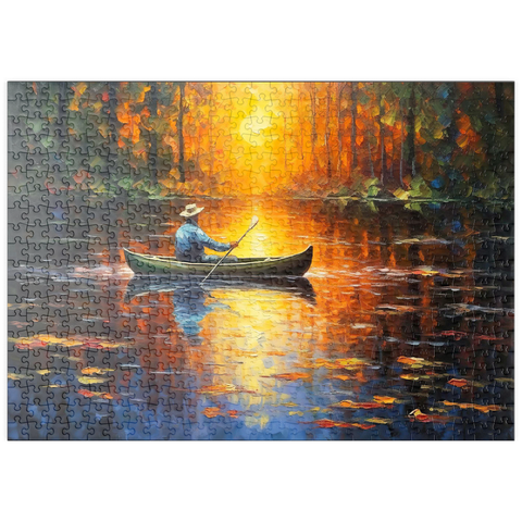 puzzleplate Sunlit Canoe Ride on a Serene Lake 500 Puzzle