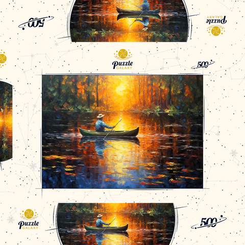 Sunlit Canoe Ride on a Serene Lake 500 Puzzle Schachtel 3D Modell