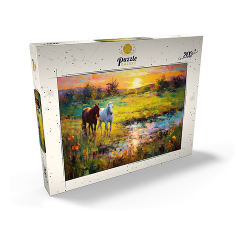 Horses Grazing by Sunset Pond 200 Puzzle Schachtel Ansicht2