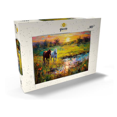 Horses Grazing by Sunset Pond 500 Puzzle Schachtel Ansicht2