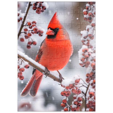 puzzleplate Northern Cardinal on Snowy Branch 100 Puzzle