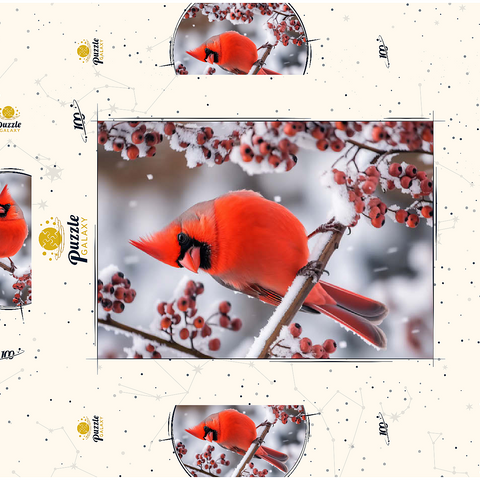 Northern Cardinal on Snowy Branch 100 Puzzle Schachtel 3D Modell