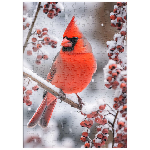 puzzleplate Northern Cardinal on Snowy Branch 200 Puzzle