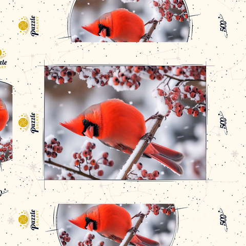 Northern Cardinal on Snowy Branch 500 Puzzle Schachtel 3D Modell