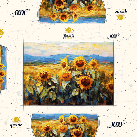 Golden Sunflowers in Summer Fields 1000 Puzzle Schachtel 3D Modell