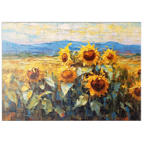 puzzleplate Golden Sunflowers in Summer Fields 100 Puzzle