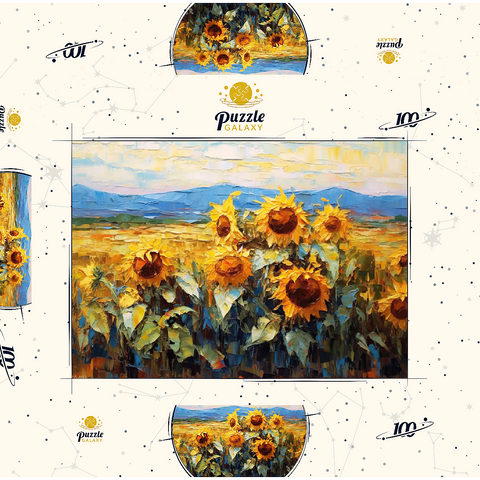 Golden Sunflowers in Summer Fields 100 Puzzle Schachtel 3D Modell