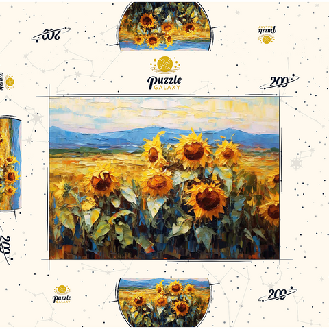 Golden Sunflowers in Summer Fields 200 Puzzle Schachtel 3D Modell