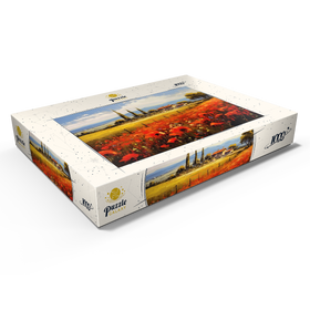 Darstellung des Puzzle Motivs Mohnfelder in der toskanischen Landschaft - Puzzleteile: 1000