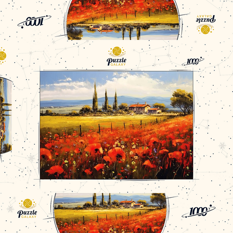 Poppy Fields in Tuscan Countryside 1000 Puzzle Schachtel 3D Modell