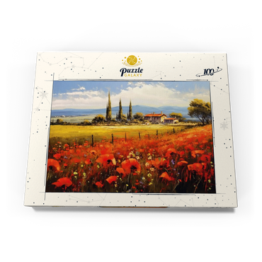 Poppy Fields in Tuscan Countryside 100 Puzzle Schachtel Ansicht3