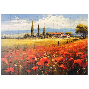 puzzleplate Poppy Fields in Tuscan Countryside 100 Puzzle