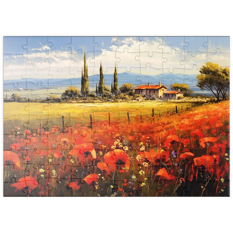 puzzleplate Poppy Fields in Tuscan Countryside 100 Puzzle