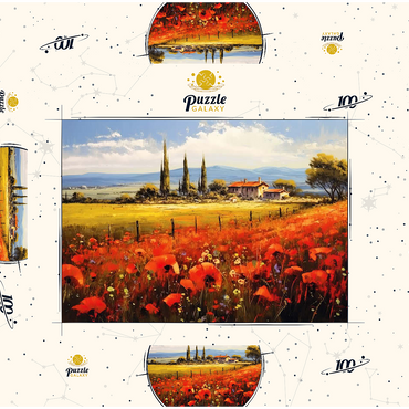 Poppy Fields in Tuscan Countryside 100 Puzzle Schachtel 3D Modell