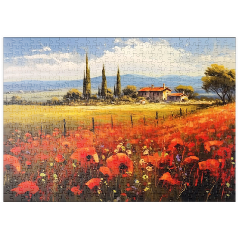 puzzleplate Poppy Fields in Tuscan Countryside 500 Puzzle