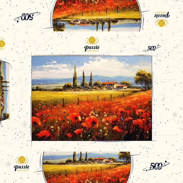 Poppy Fields in Tuscan Countryside 500 Puzzle Schachtel 3D Modell