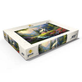 Darstellung des Puzzle Motivs Charmante Kirche in einem Bergtal - Puzzleteile: 1000