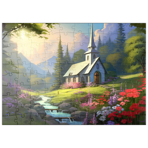 puzzleplate Charming Church in a Mountain Valley 100 Puzzle
