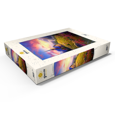 Sunset Chapel with Vibrant Mountain Scenery 500 Puzzle Schachtel Ansicht1