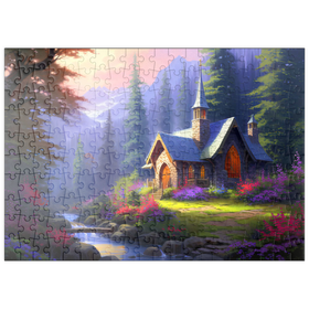 Darstellung des Puzzle-Motivs Steinkapelle in stiller Waldlichtung – Puzzleteile: 200