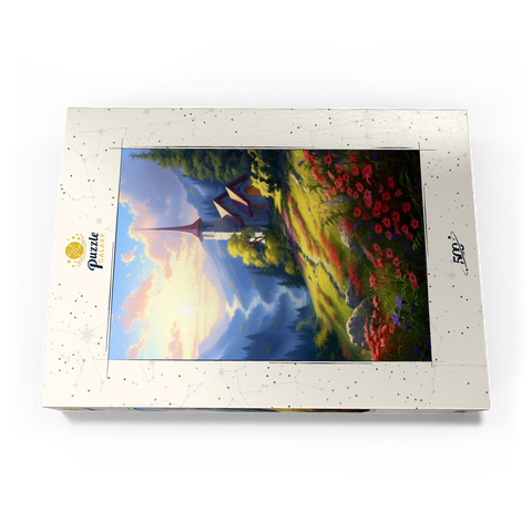 Mountain Chapel with Vibrant Meadow 500 Puzzle Schachtel Ansicht3