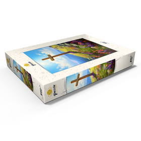 Alternative Darstellung des Puzzle-Motivs Kreuz auf dem Hügel mit Wildblumenblüte – Puzzleteile: 1000
