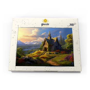 Darstellung des Puzzle Motivs Charming Stone Chapel in Mountain Valley 200 Puzzle Schachtel Ansicht3