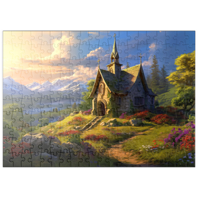 Darstellung des Puzzle Motivs Charmante Steinkapelle im Bergtal - Puzzleteile: 200