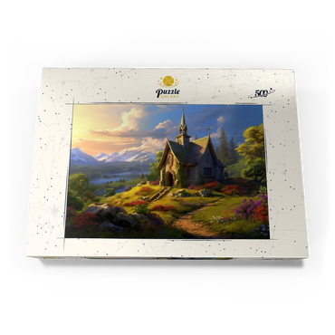 Darstellung des Puzzle Motivs Charming Stone Chapel in Mountain Valley 500 Puzzle Schachtel Ansicht3