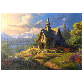 Darstellung des Puzzle Motivs Charmante Steinkapelle im Bergtal - Puzzleteile: 500