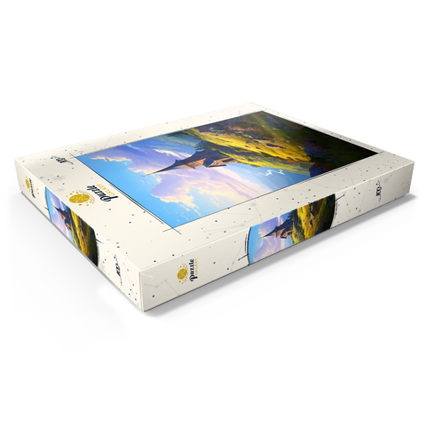 Mountain Chapel with Winding River View 100 Puzzle Schachtel Ansicht1