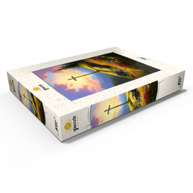 Darstellung des Puzzle Motivs Strahlendes Kreuz auf der Bergwiese - Puzzleteile: 1000