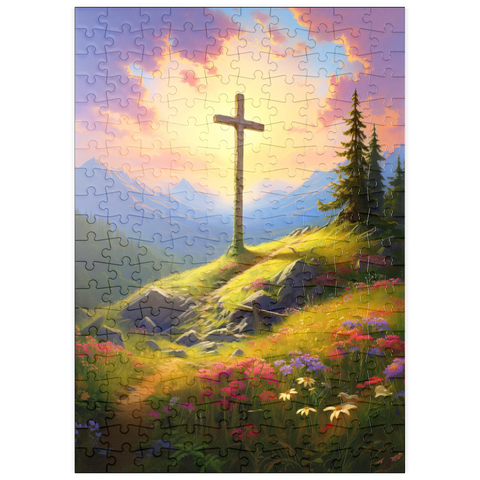 puzzleplate Sunlit Cross on Mountain Meadow 200 Puzzle