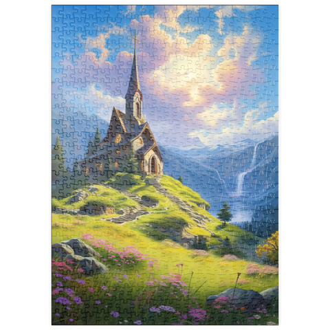puzzleplate Chapel on a Sunlit Mountain 500 Puzzle