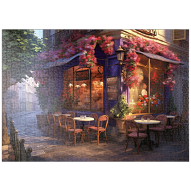 Darstellung des Puzzle-Motivs Charmantes Pariser Eck-Café – Puzzleteile: 1000