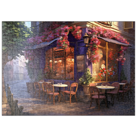 Darstellung des Puzzle-Motivs Charmantes Pariser Eck-Café – Puzzleteile: 500