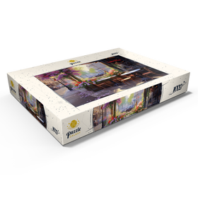 Alternative Darstellung des Puzzle-Motivs Pariser Straßencafé in voller Blüte – Puzzleteile: 1000