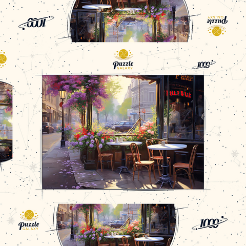 Parisian Sidewalk Café in Bloom 1000 Puzzle Schachtel 3D Modell