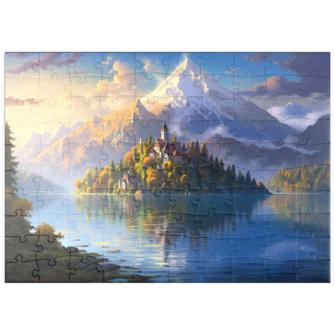 puzzleplate Lake Bled Island and Alpine Peaks 100 Puzzle