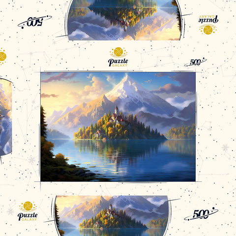 Lake Bled Island and Alpine Peaks 500 Puzzle Schachtel 3D Modell