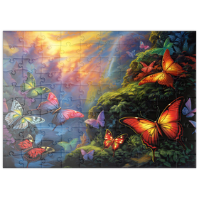 Darstellung des Puzzle Motivs Bunte Schmetterlinge im Zauberwald - Puzzleteile: 100