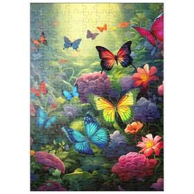 Darstellung des Puzzle-Motivs Schmetterlinge im blühenden Zaubergarten – Puzzleteile: 200