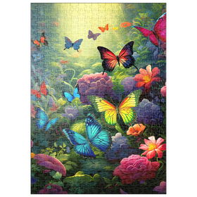 Darstellung des Puzzle Motivs Schmetterlinge im blühenden Zaubergarten - Puzzleteile: 500