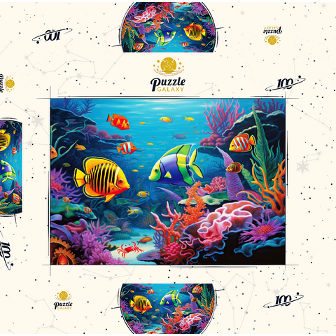 Vibrant Tropical Coral Reef Scene 100 Puzzle Schachtel 3D Modell